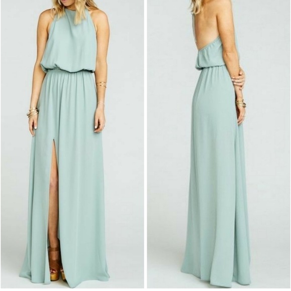 Show Me Your MuMu Dresses & Skirts - Show Me Your Mumu Heather Green Halter Maxi Dress